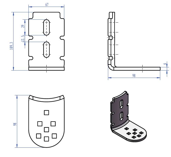 round post automatic gate bracket dimensions